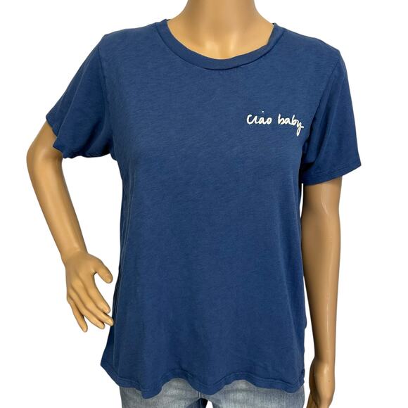2/$30 J. Crew "Ciao Baby" Short Sleeve Cotton T-Shirt Blue AG839 Size M - Picture 4 of 13